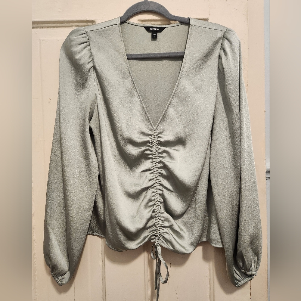 EUC express satin-y cinch top blouse